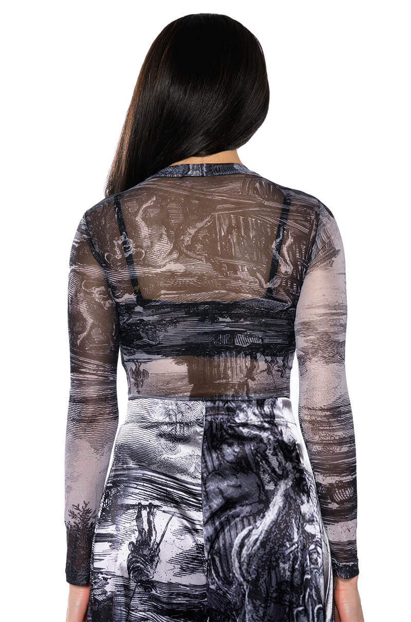 PARADISE LONG SLEEVE ABSTRACT BODY SUIT