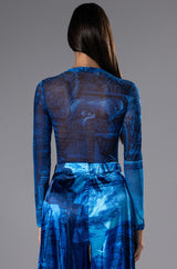 PARADISE LONG SLEEVE ABSTRACT BODY SUIT