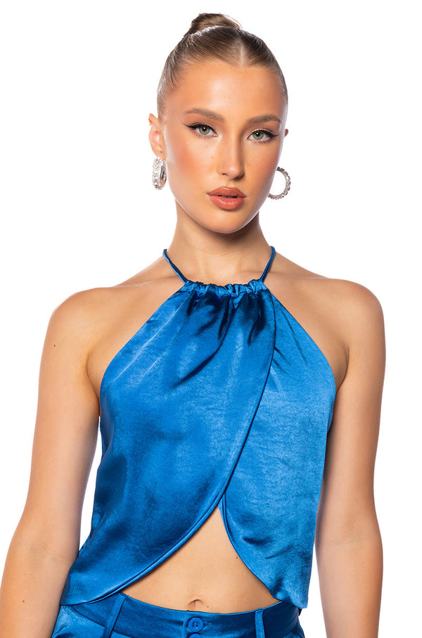 PARADISE HALTER SATIN TOP