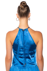 PARADISE HALTER SATIN TOP