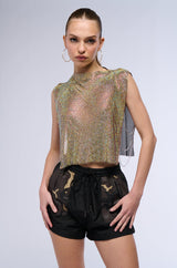 PARAGON RHINESTONE CHAIN MAIL TOP