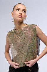PARAGON RHINESTONE CHAIN MAIL TOP