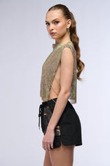 PARAGON RHINESTONE CHAIN MAIL TOP