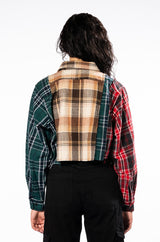 PATCHWORK GIRL CROPPED PLAID TOP