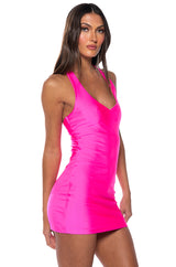 PAXTON DISCO HALTER NECK BODYCON MINI DRESS