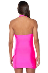 PAXTON DISCO HALTER NECK BODYCON MINI DRESS
