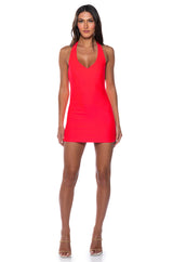 PAXTON DISCO HALTER NECK BODYCON MINI DRESS