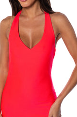 PAXTON DISCO HALTER NECK BODYCON MINI DRESS