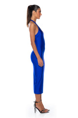 PAXTON DISCO HALTER NECK MIDI DRESS