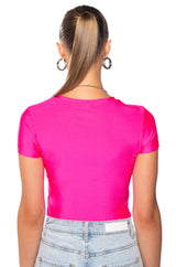 PAXTON DISCO SHORT SLEEVE TSHIRT IN FUCHSIA