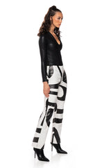 PAXTON FAUX LEATHER LONG SLEEVE BODYSUIT