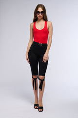 PAXTON SCOOP NECK BODYSUIT IN RED