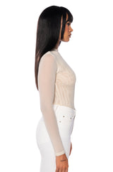 PAXTON SEXY MESH LONG SLEEVE FUNNEL NECK BODYSUIT