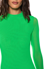 PAXTON SEXY DOUBLE MESH LONG SLEEVE BODYSUIT