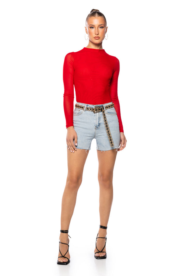 PAXTON SEXY DOUBLE MESH LONG SLEEVE BODYSUIT