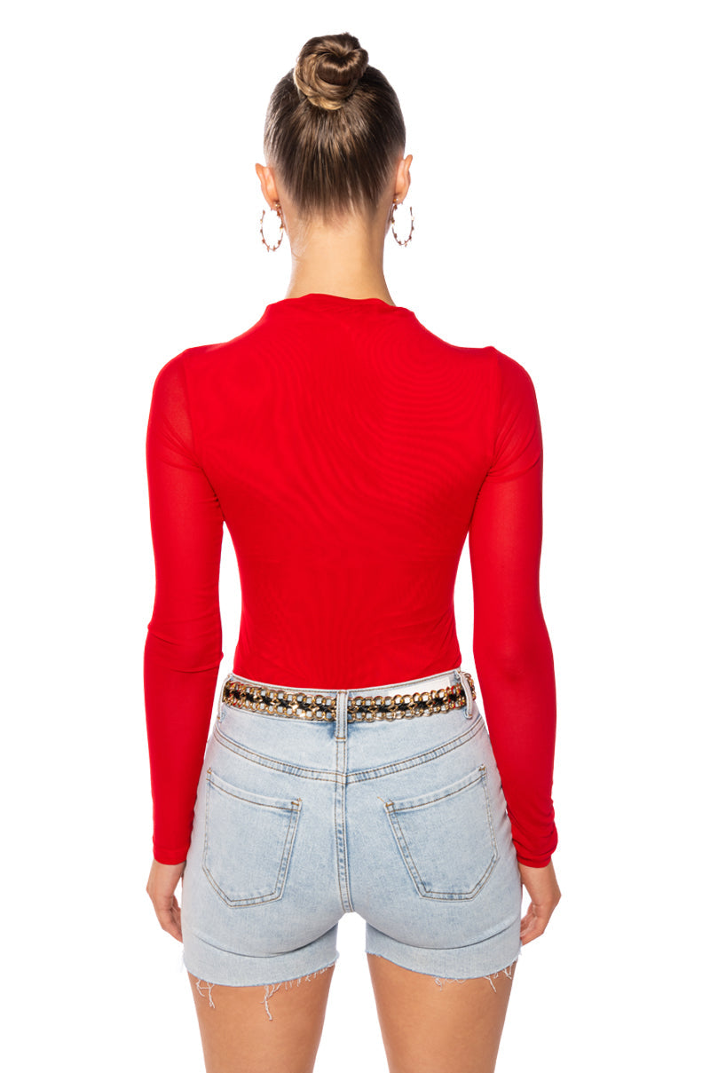 PAXTON SEXY DOUBLE MESH LONG SLEEVE BODYSUIT
