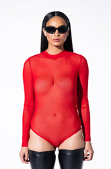 PAXTON SEXY MESH LONG SLEEVE BODYSUIT