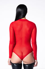 PAXTON SEXY MESH LONG SLEEVE BODYSUIT