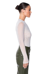 PAXTON SEXY DOUBLE MESH LONG SLEEVE BODYSUIT