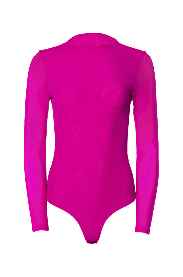 PAXTON SEXY MESH LONG SLEEVE FUNNEL NECK BODYSUIT