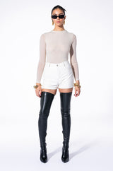 PAXTON SEXY MESH LONG SLEEVE FUNNEL NECK BODYSUIT