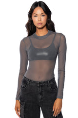 PAXTON SEXY SINGLE MESH LONG SLEEVE BODYSUIT