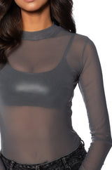 PAXTON SEXY SINGLE MESH LONG SLEEVE BODYSUIT