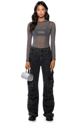 PAXTON SEXY SINGLE MESH LONG SLEEVE BODYSUIT