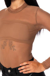 PAXTON SEXY SINGLE MESH LONG SLEEVE BODYSUIT
