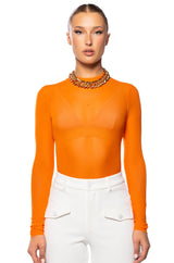 PAXTON SEXY SINGLE MESH LONG SLEEVE BODYSUIT