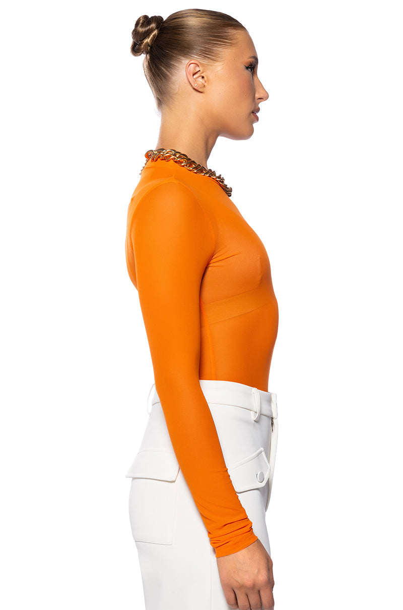 PAXTON SEXY SINGLE MESH LONG SLEEVE BODYSUIT