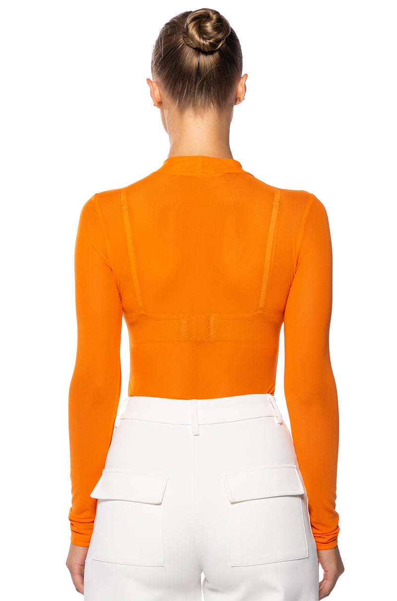 PAXTON SEXY SINGLE MESH LONG SLEEVE BODYSUIT