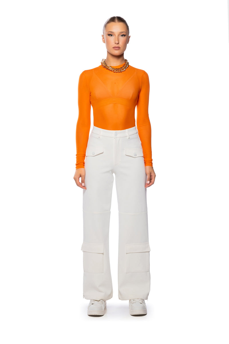 PAXTON SEXY SINGLE MESH LONG SLEEVE BODYSUIT