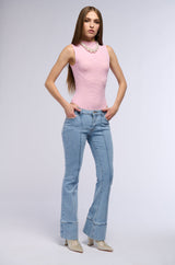 PAXTON SLEEVELESS MESH BODYSUIT IN LIGHT PINK