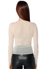 PAXTON TWO PACK RAW HEM LONG SLEEVE MESH TEES IN BLACK AND CREAM