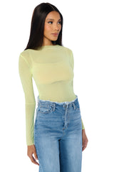 PAXTON TWO PACK RAW HEM LONG SLEEVE MESH TEES IN PINK AND YELLOW