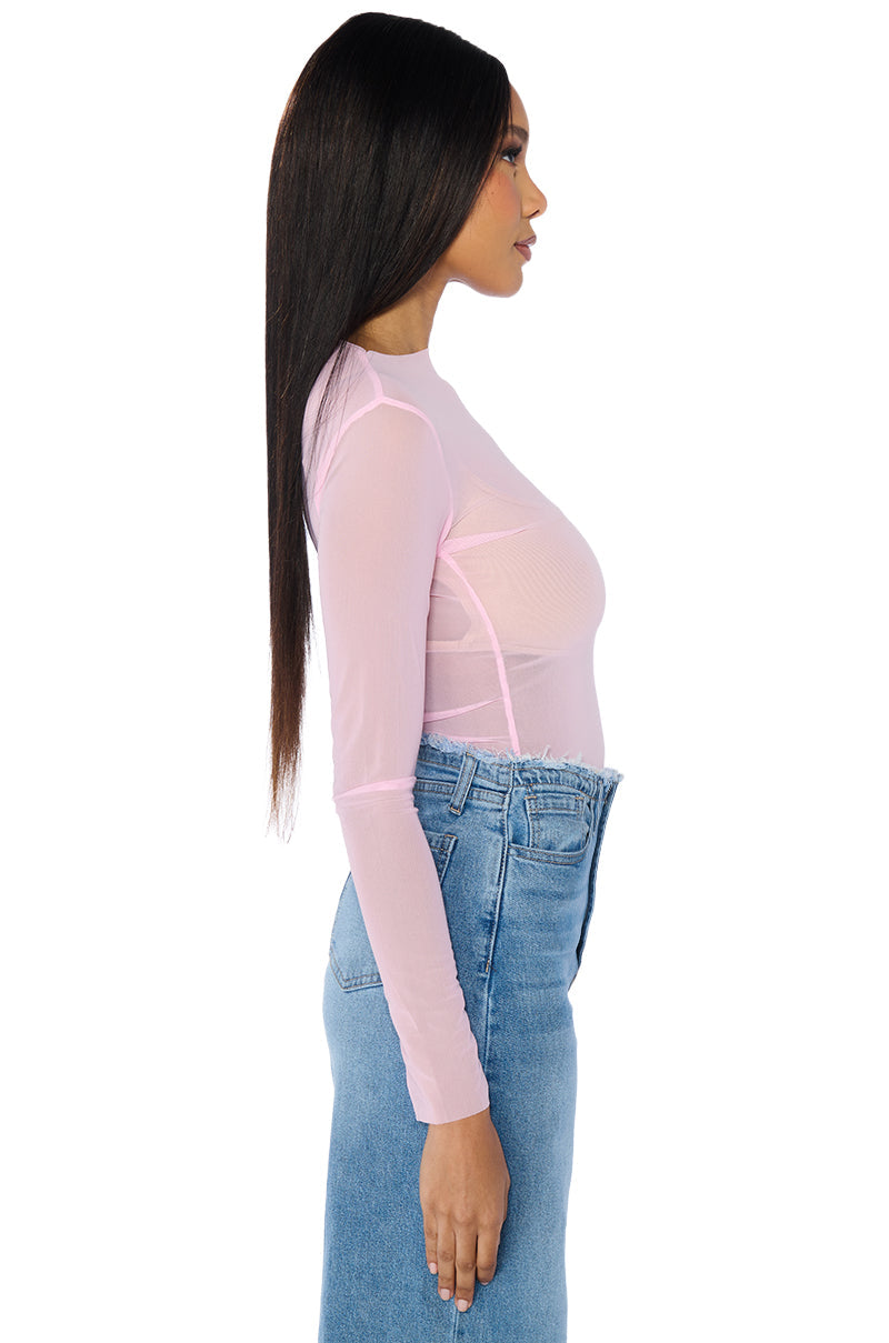 PAXTON TWO PACK RAW HEM LONG SLEEVE MESH TEES IN PINK AND YELLOW