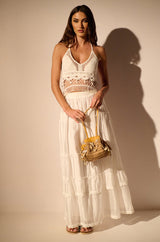 PEACE AND LOVE HALTER NECK BEADED CROCHET TOP