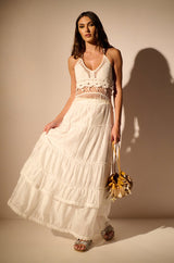 PEACE AND LOVE HALTER NECK BEADED CROCHET TOP