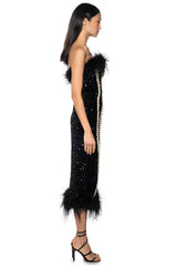 PEARLESCENT BODY SEQUIN MIDI DRESS