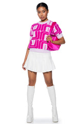 PENELOPE FUZZY KNIT SHORT SLEEVE SWEATER