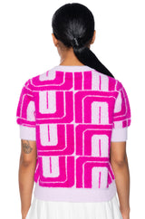 PENELOPE FUZZY KNIT SHORT SLEEVE SWEATER