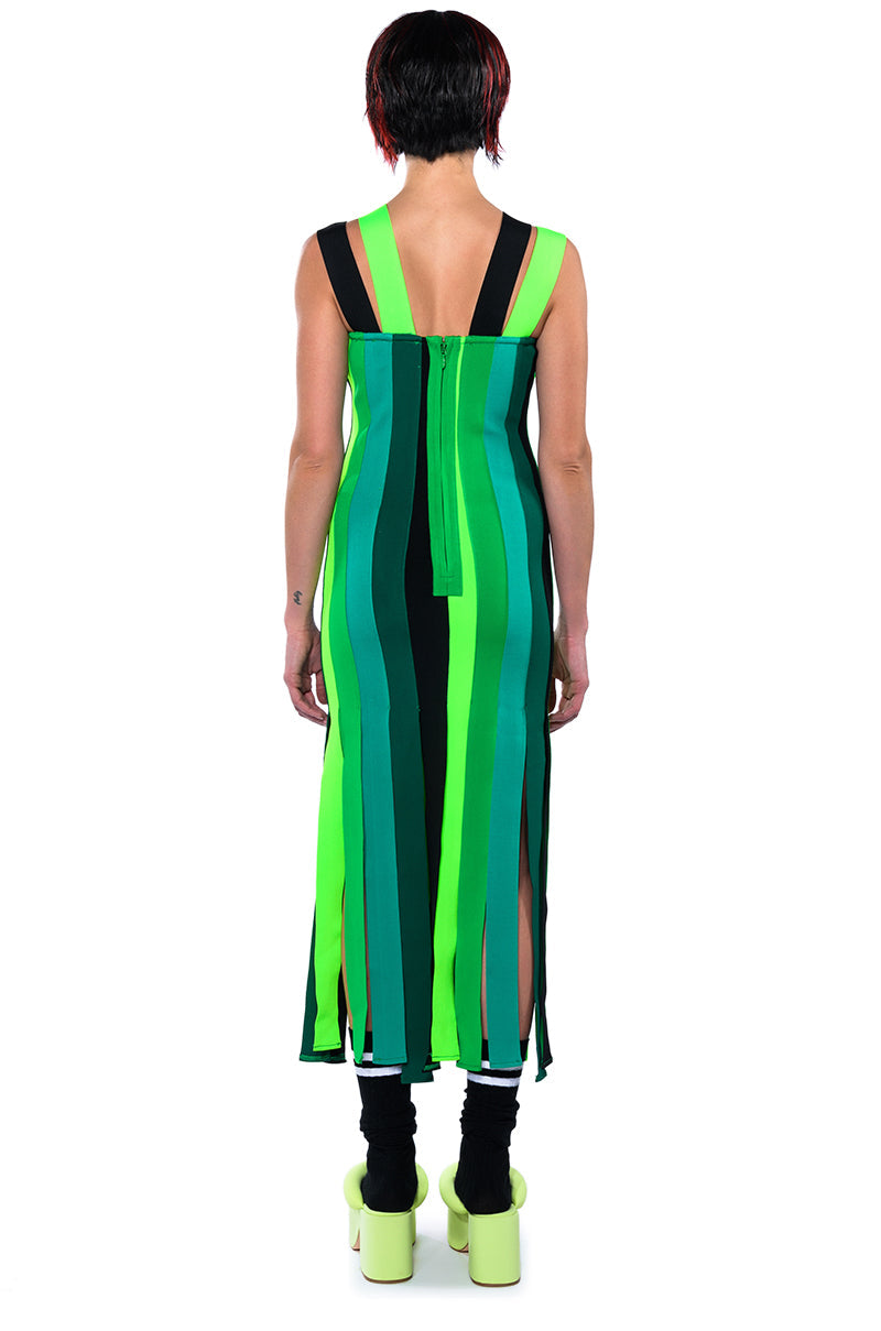 DEMI MULTI STRIPE BANDAGE MAXI DRESS