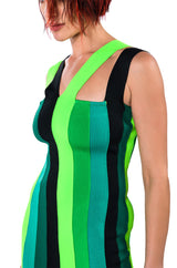 DEMI MULTI STRIPE BANDAGE MAXI DRESS