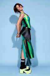 DEMI MULTI STRIPE BANDAGE MAXI DRESS
