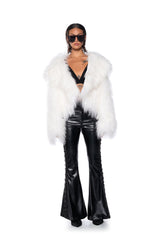 PERFECT CONTROL FAUX LEATHER FLARE PANTS