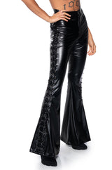 PERFECT CONTROL FAUX LEATHER FLARE PANTS