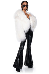 PERFECT CONTROL FAUX LEATHER FLARE PANTS