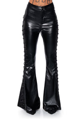 PERFECT CONTROL FAUX LEATHER FLARE PANTS