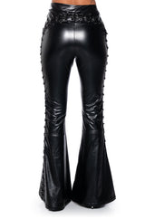PERFECT CONTROL FAUX LEATHER FLARE PANTS